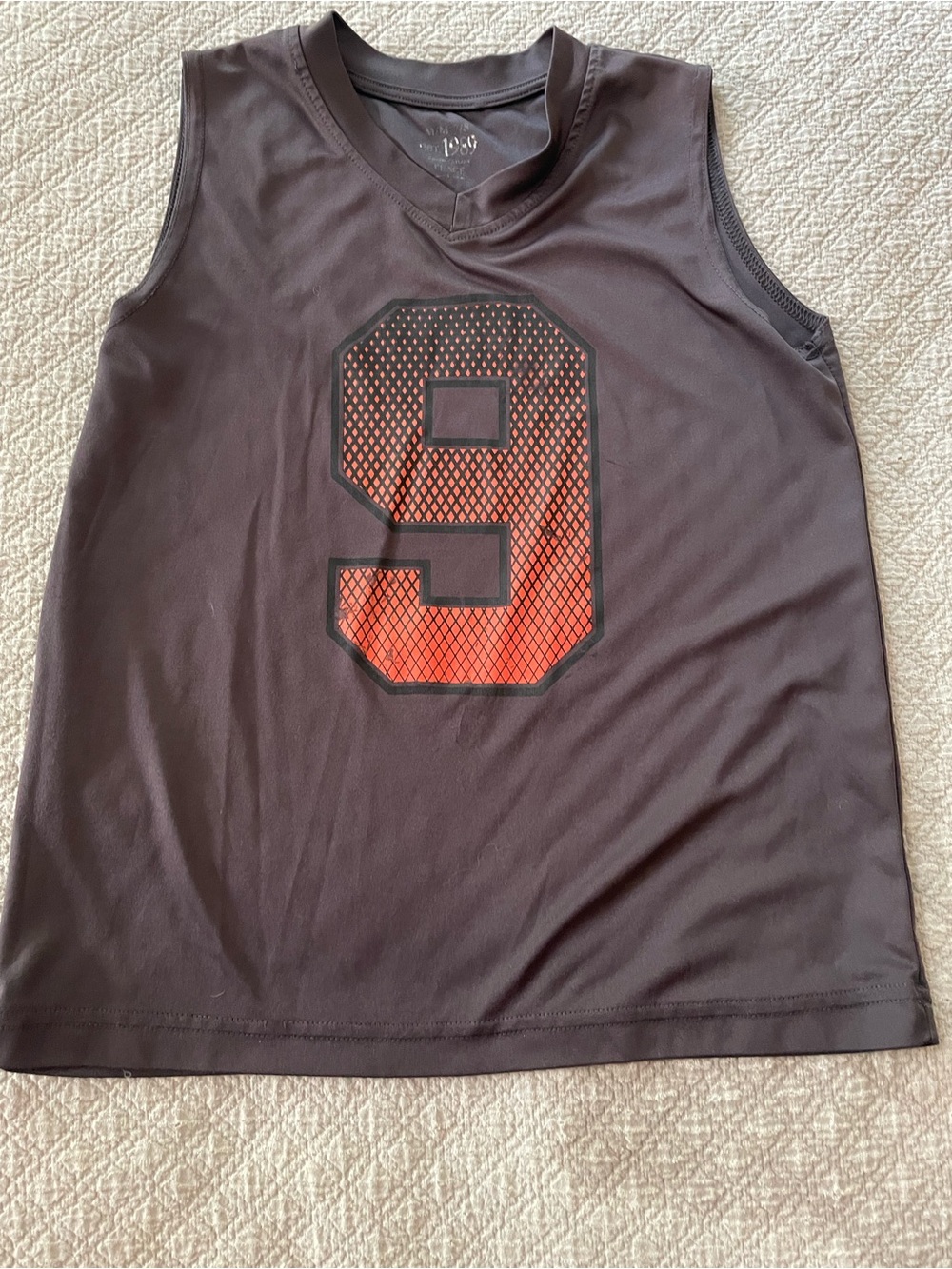 The Children's Place Black Tank Top with Orange Number 9